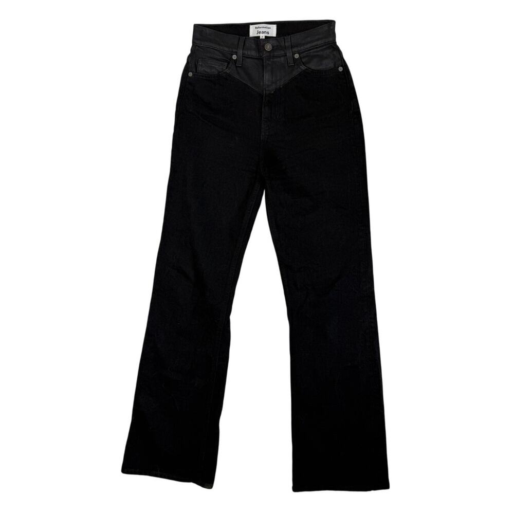 Reformation Montana Boho High Rise Wide Western Black Denim Jeans 25